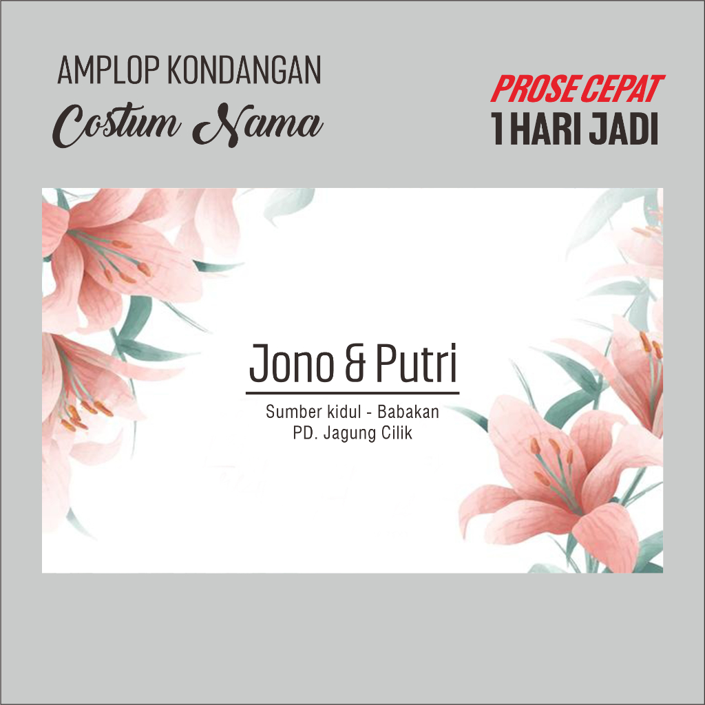

Amplop Kondangan Costum Nama Sendiri Desain Minimalis | 1 pack isi 100 pcs Ukuran Sedang [15.2 CM X 9.5 CM] Harga Ekonomis