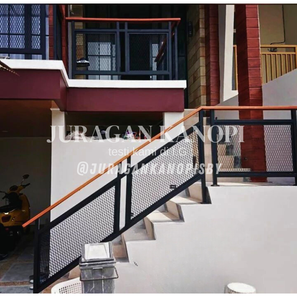 railing tangga plat perforated / railing balkon