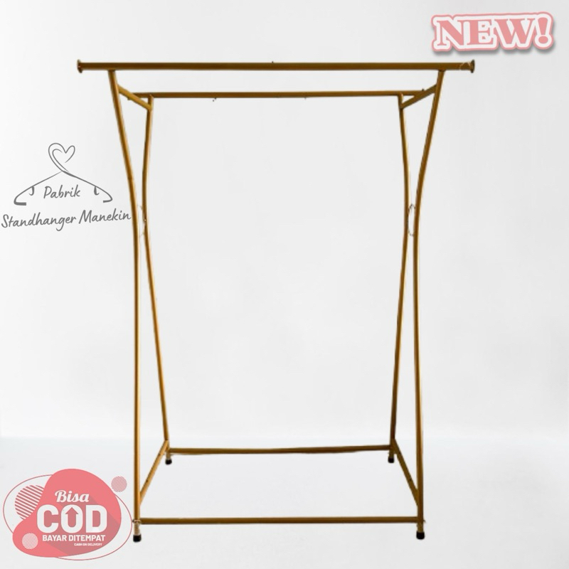 StandHanger 2 Sisi Gantungan Display Gold // Display Baju Mewah Muat Banyak // Display Baju Gold // 