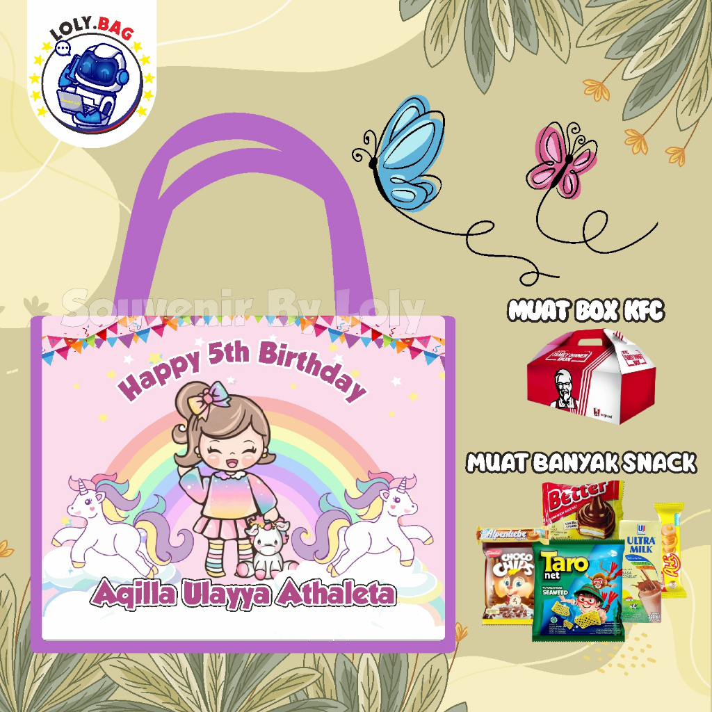 

Tas Ultah / Tas Ulang Tahun Murah/Goodie bag murah/souvenir ultah/Tas tema Unicorn