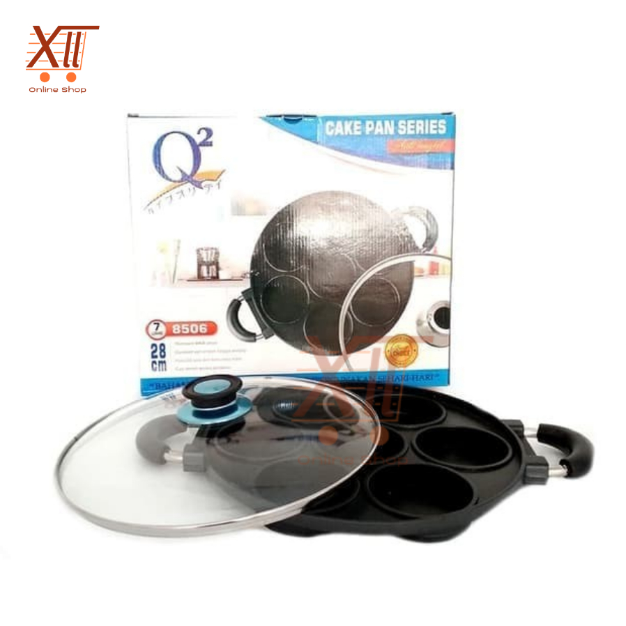 Q2~8506 Cetakan Loyang Pancake Martabak Mini 7 Lubang Cake Pan 28 Cm