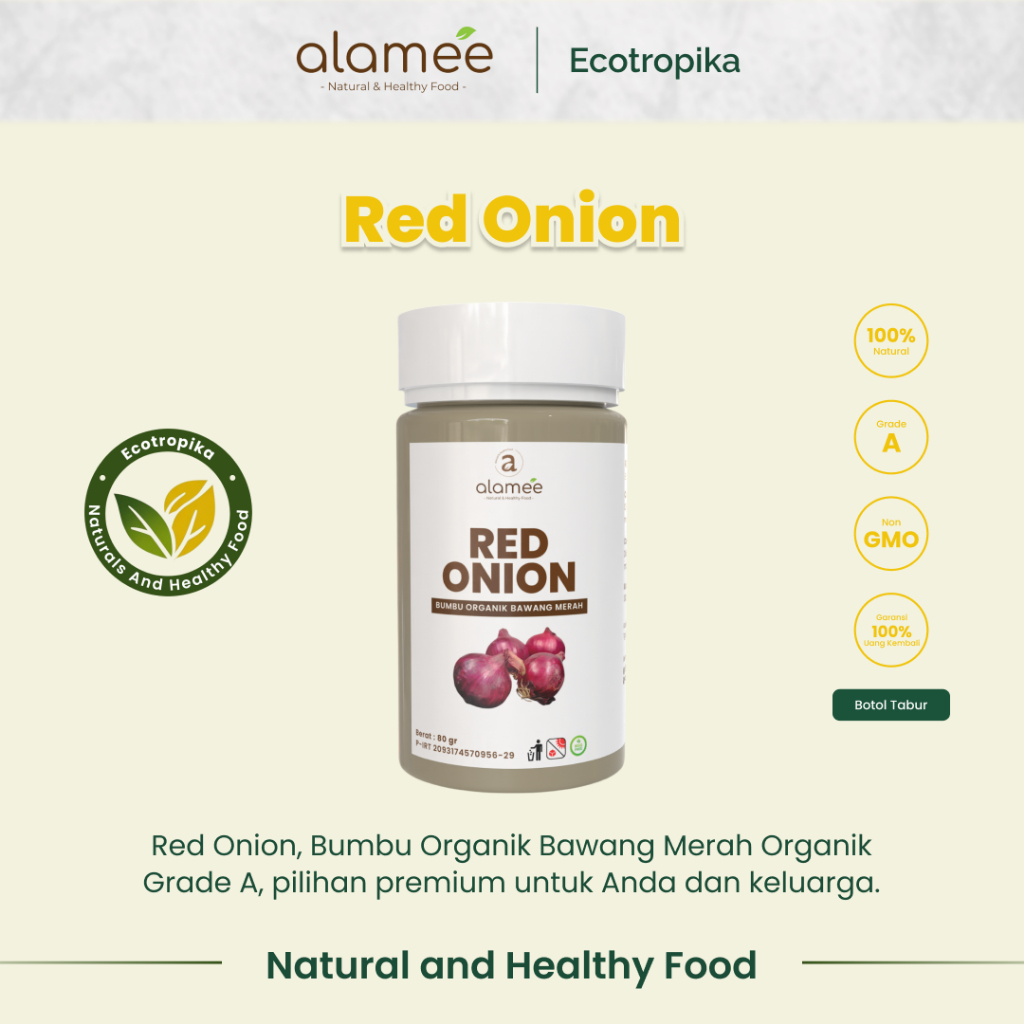 

Bawang Merah Bubuk Red Onion Powder Bumbu Dapur Organik Masak Tanpa Campuran Tabur 80gram