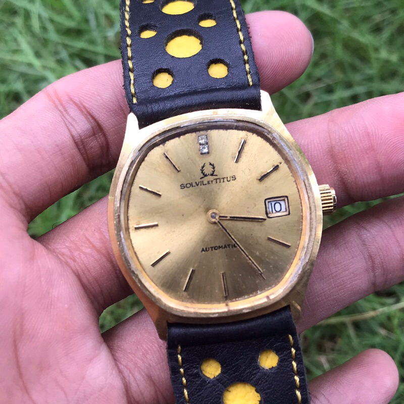 jam tangan vintage Swiss sovil et Titus Automatic Gold jadul kuno antik pria klasik