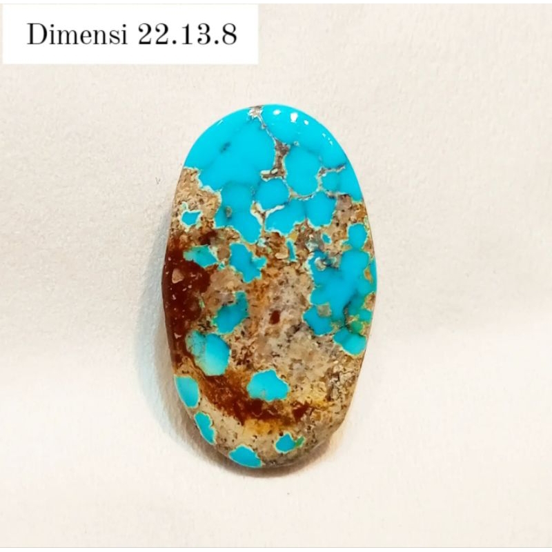 Original Batu Pirus Persia Biru Fancy Serat Emas