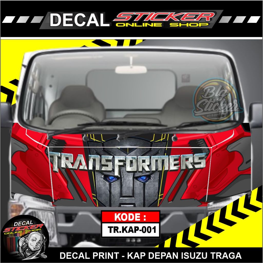 STICKER DECAL KAP DEPAN PICKUP TRAGA STIKER MOBIL
