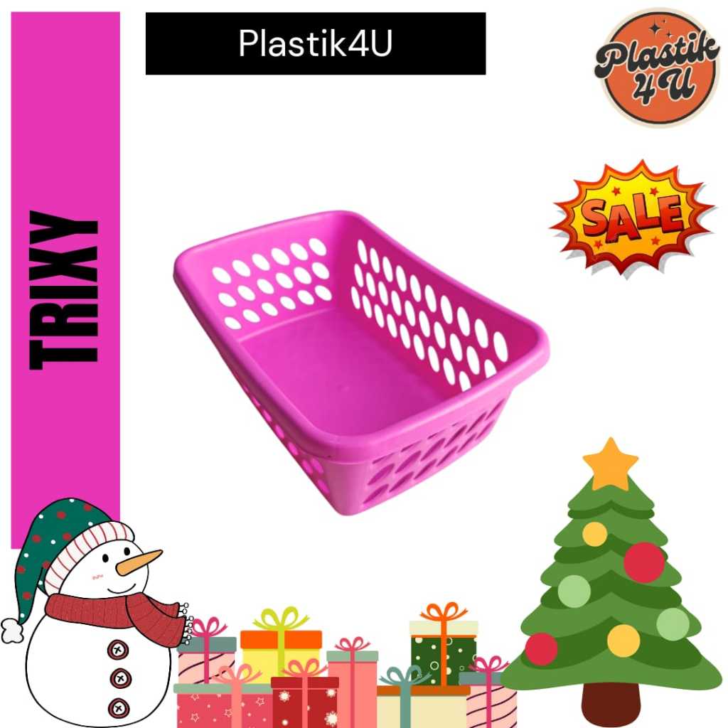 Keranjang Plastik Trixy | Storage Tempat Penyimpanan Serbaguna Multifungsi | Warna Pink
