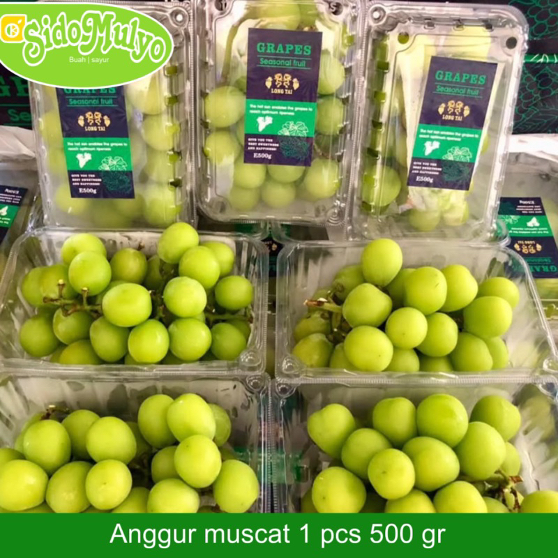 

lAnggur Hijau Muscat per 1 box 500gr ( non biji ) | ud sidomulyo fresh