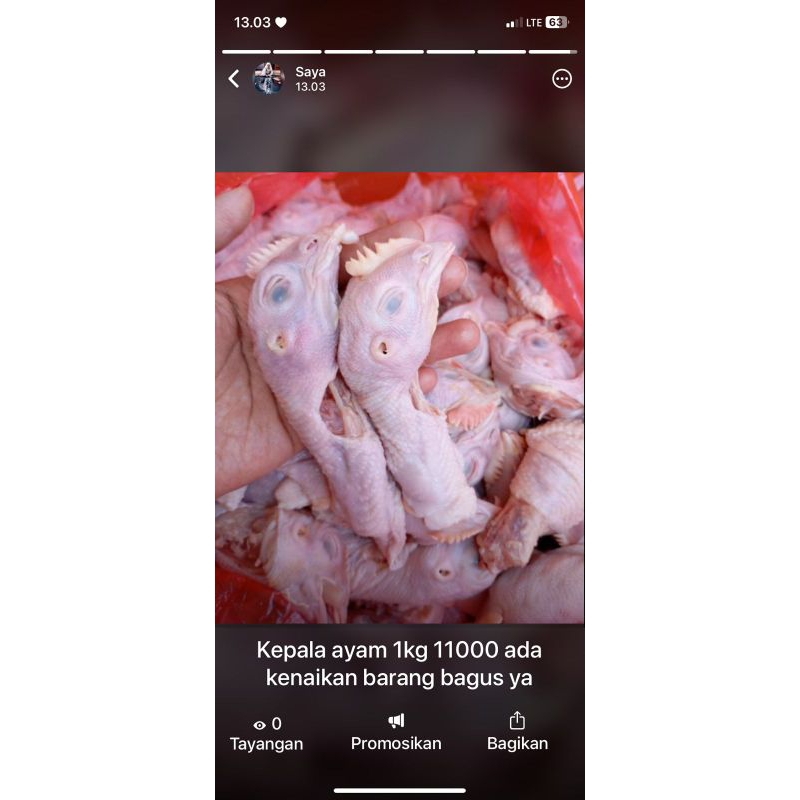 

Kepala ayam leher panjang bersih 1kg