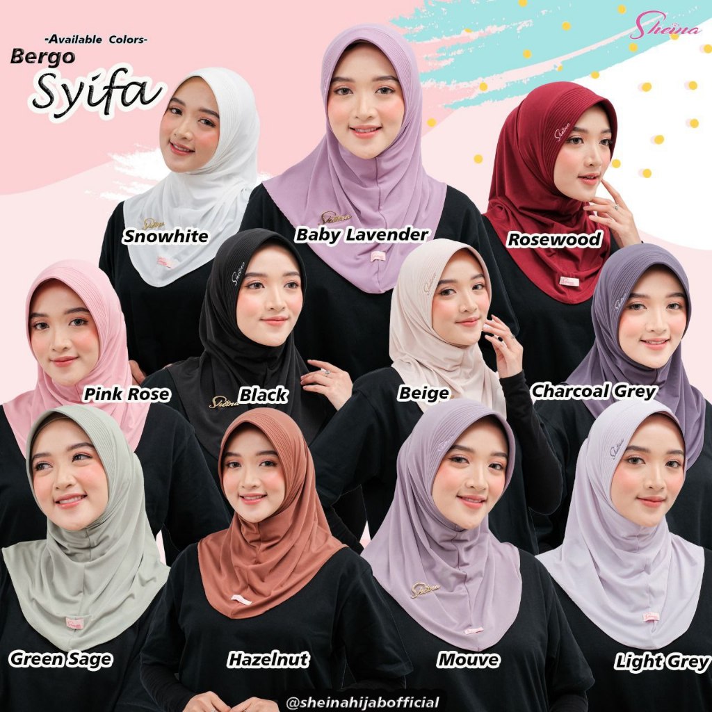 BERGO SYIFA BY SHEINA HIJAB, BERGO NYAMAN, HIJAB DAILY, BERGO ADEM, BERGO KEKINIAN, BERGO JERSEY, BE