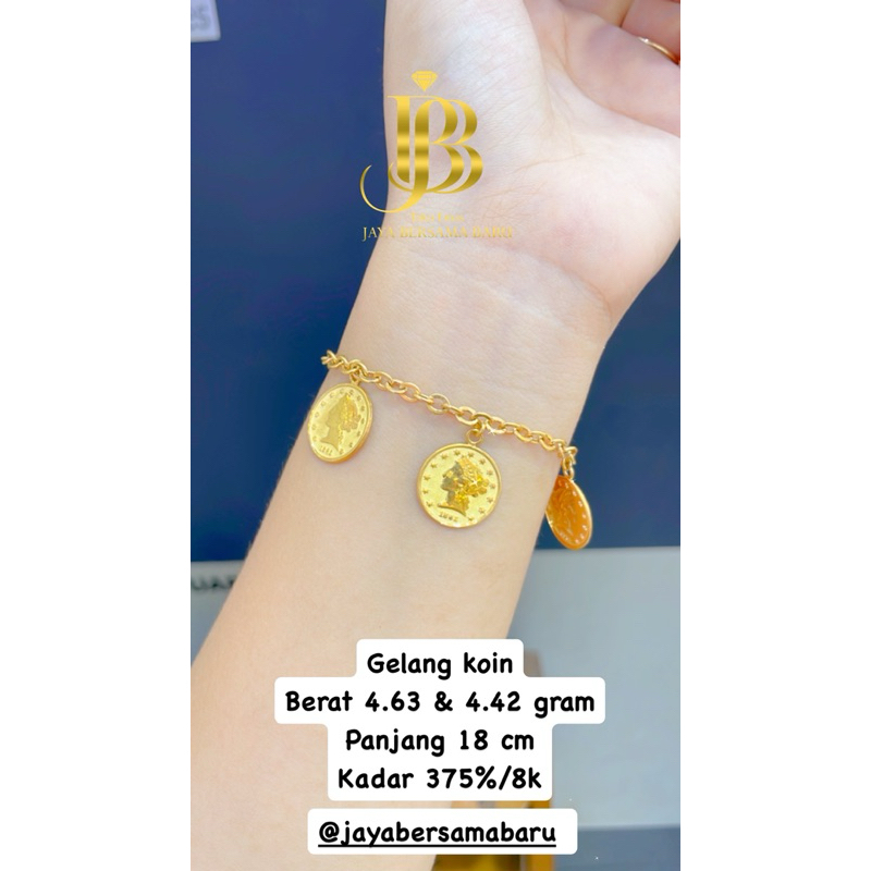 gelang koin emas kadar 375%/8k