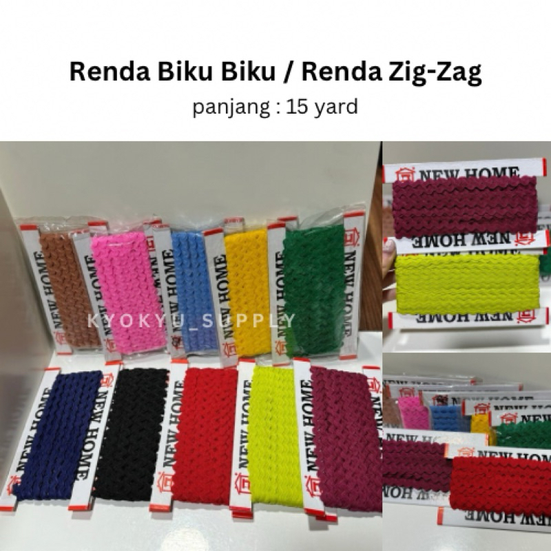 Biku Biku/ Renda Zig Zag/ Renda Gigi Walang Warna-Warni
