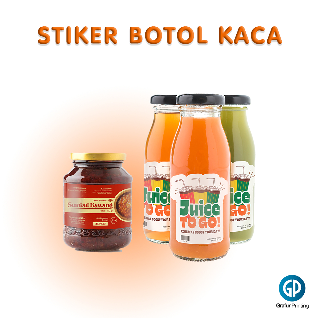 CETAK STIKER BOTOL KACA CUSTOM KISS CUT / CUTTING SETENGAH PUTUS