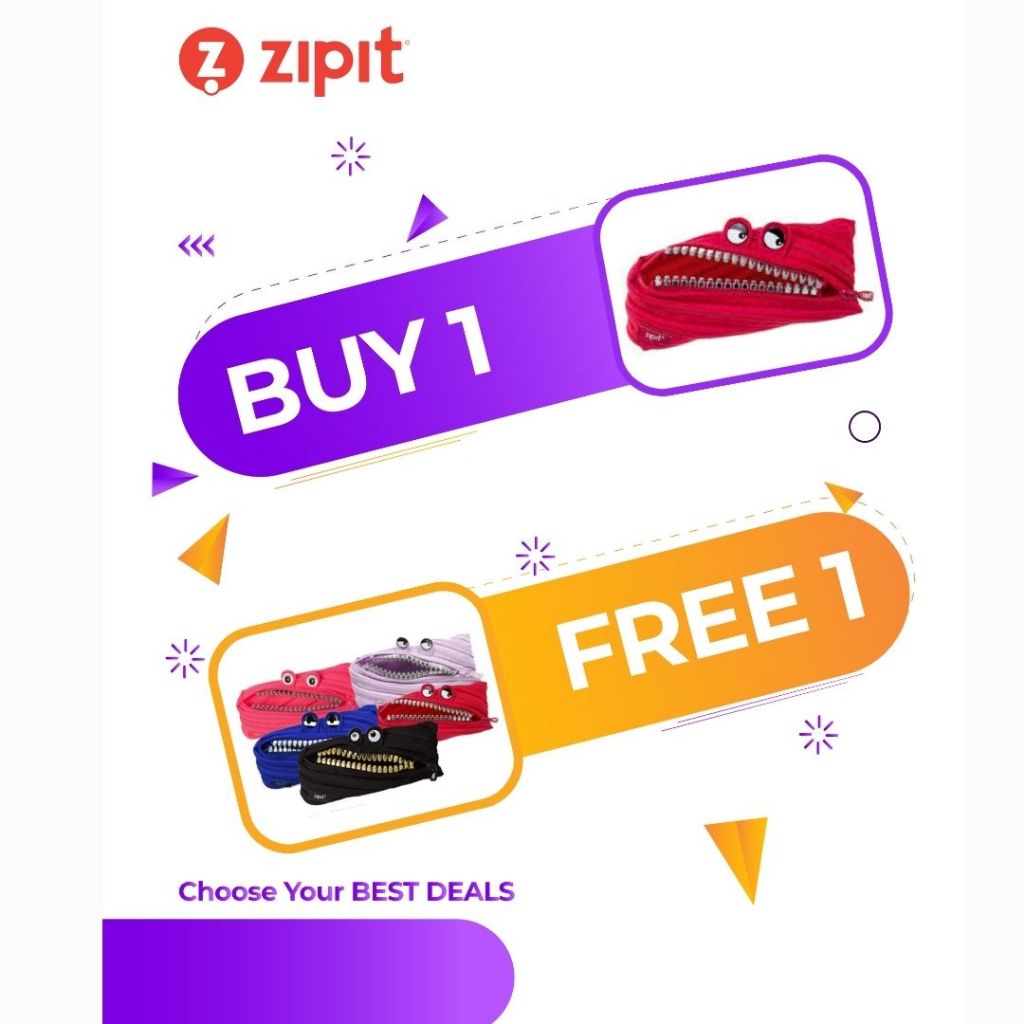 

TWIN PACK (BUY 1 GET 1 FREE) Zipit Grillz Monster Pouch - Merah