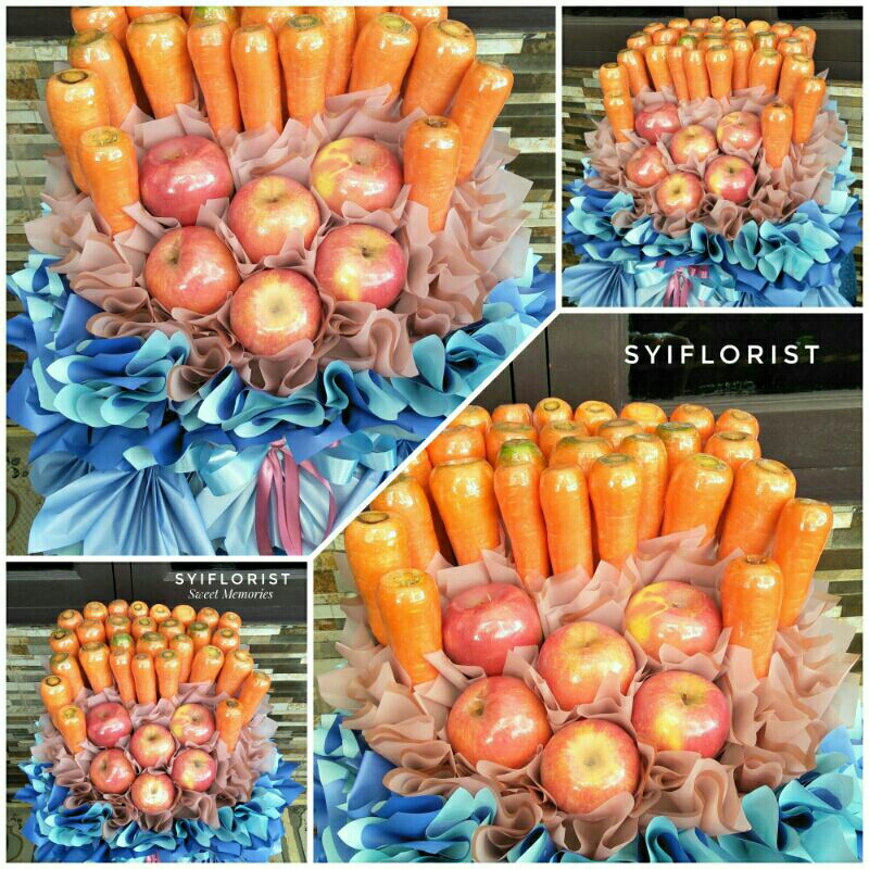 

BUKET WORTEL + BUAH APEL SEGAR BENTUK KRISAN UNTUK ULTAH, WISUDA, HARI IBU, HARI GURU DLL