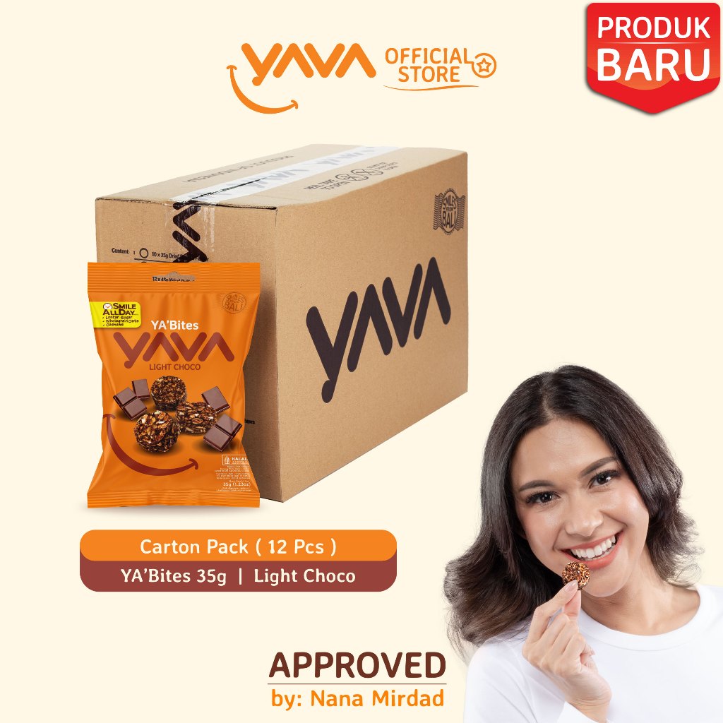 

YAVA Carton Pack YA'Bites Light Choco ( 12 x 35g )