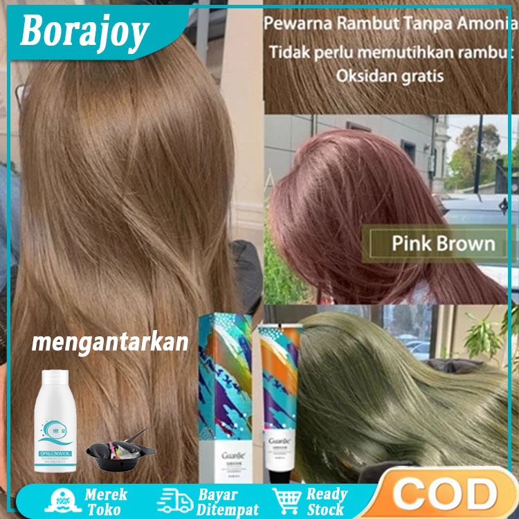 Guanjie Pewarna Rambut Ash Brown Hair Color 95ml Pewarna Tanpa Bleaching Herbal Cat Rambut Ash Brown