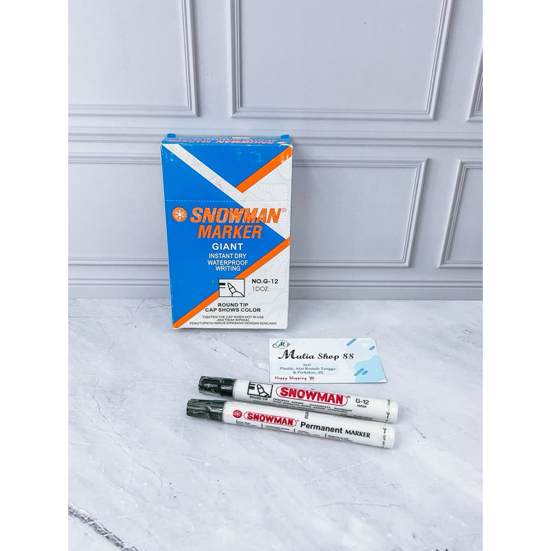 

Spidol Permanent Marker Snowman G -12 / Spidol Waterproof Anti Air Cepat Kering Tidak Bisa Dihapus
