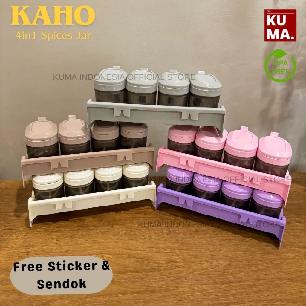 KUMA Kaho Tempat Bumbu Set 4in1 Free Sendok Stiker Food Grade