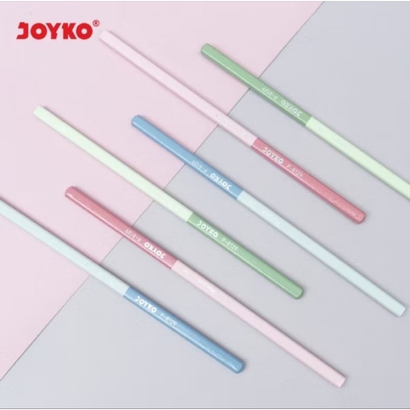 

DAPAT 12 PCS PENSIL / PENCIL JOYKO 2B PASTEL COLOR SQUARE GRIP P 8129