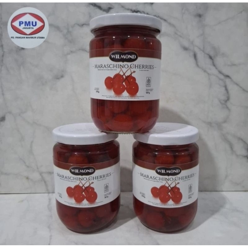 

red cherry maraschino wilmond - buah ceri merah tangkai wilmond 375 gr