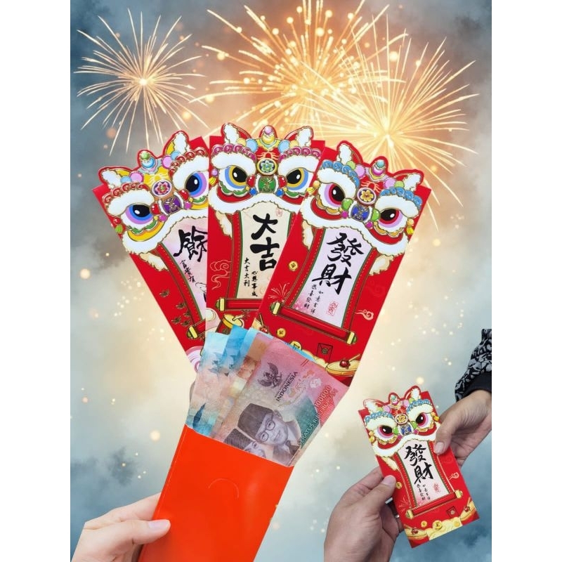 

Angpao Tulisan Hoki Barongsai 3D isi 6pcs ED-231 Tahun Baru Chinese New Year / Amplop Angpau Imlek CNY