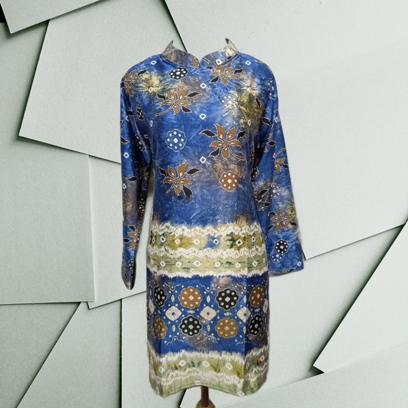 tunik jumputan velvet print/tunik kerja