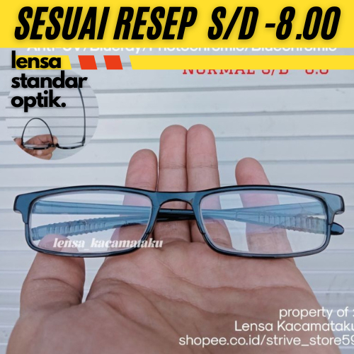 Kacamata Kotak Minus Tinggi Ringan Persegi Frame Kecil Optik Anti UV Kaca Mata Radiasi Custom Resep 