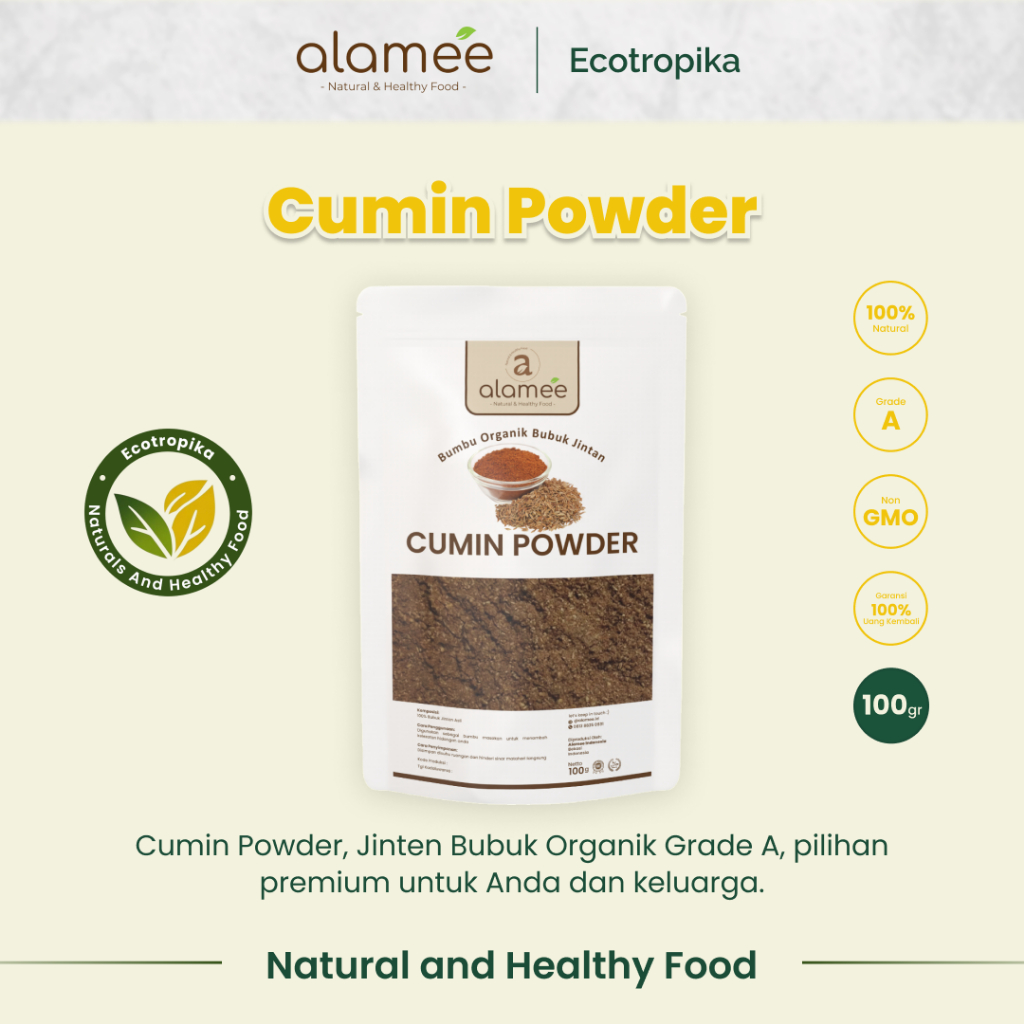 

Bumbu Dapur Jintan Bubuk Cumin Powder Dapur Instan Jinten Ground Caraway Rempah Masak Premium 100gr