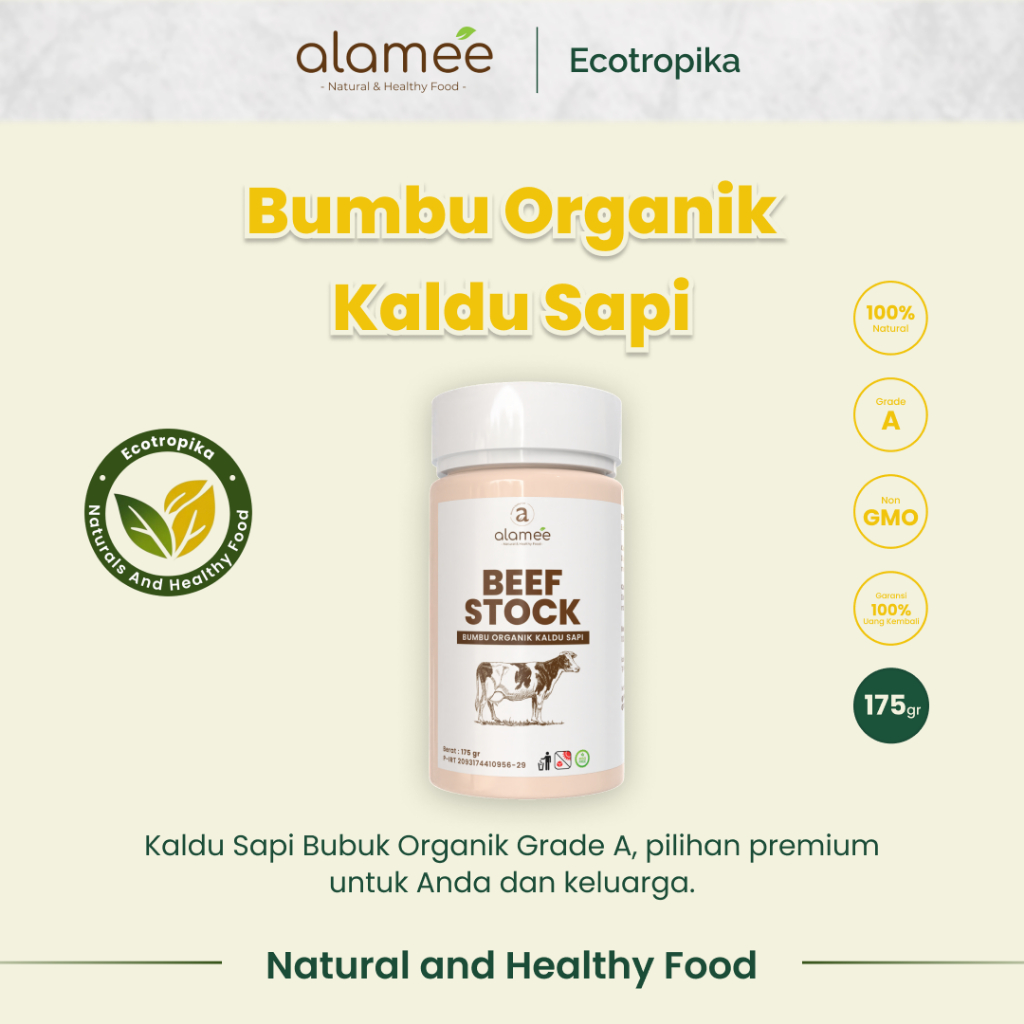 

Kaldu Sapi NON MSG Bubuk Penyedap Rasa Beef Stock Powder Extract Seasoning Bumbu Organik Tabur 175gr