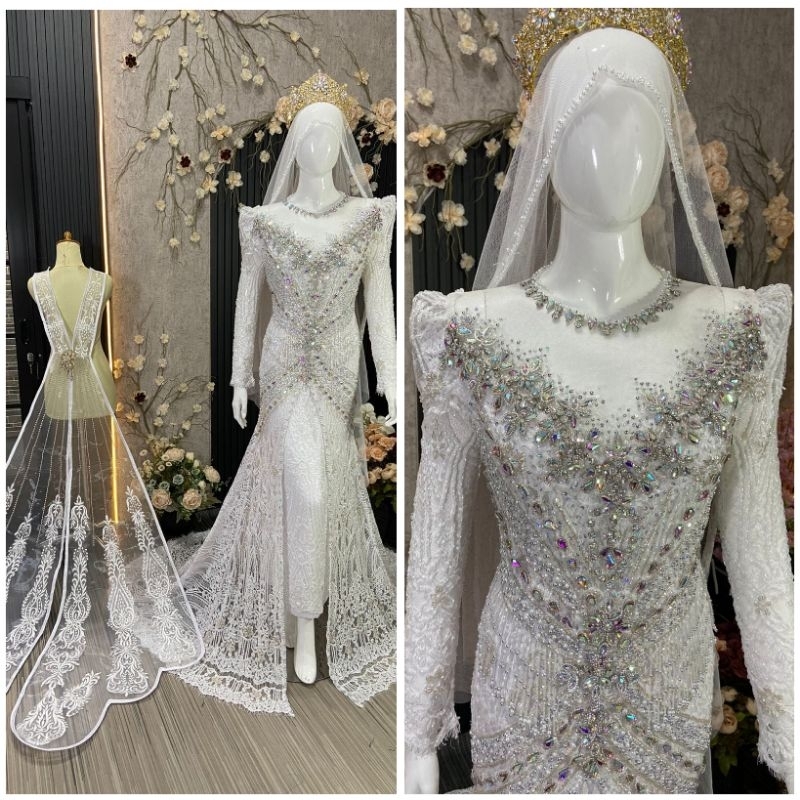 KEBAYA AKAD PAYET PRANCISAN | KEBAYA KRAH SHANGHAI | KEBAYA AKAD NIKAH MODERN | BAJU PENGANTIN AKAD