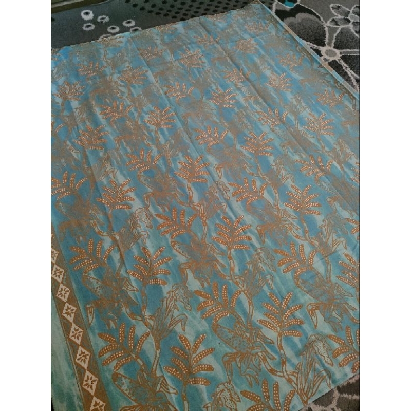 Batik cap motif jagung warna biru langit