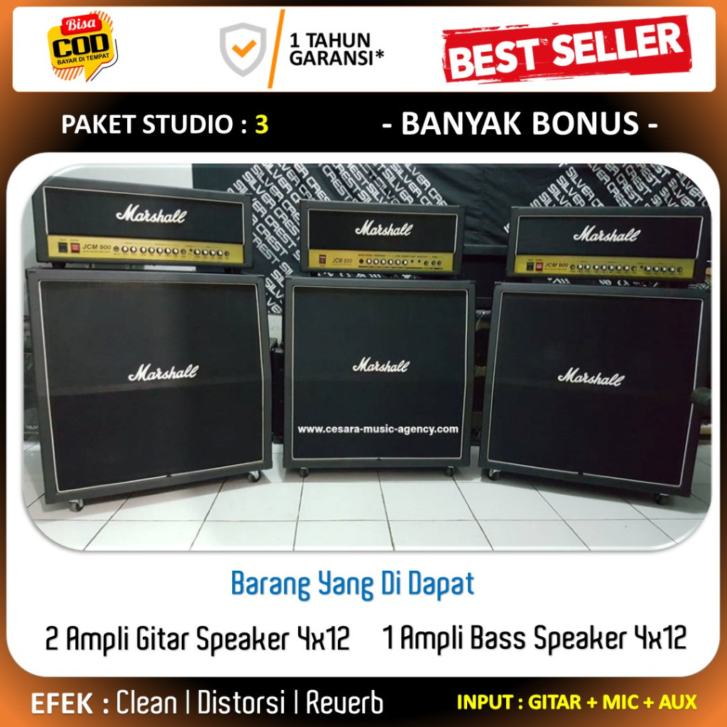 Ampli Gitar Bass Paket Studio Musik 3 Unit Ampli Marshall Termurah Cocok Untuk Studio Musik Maupun S