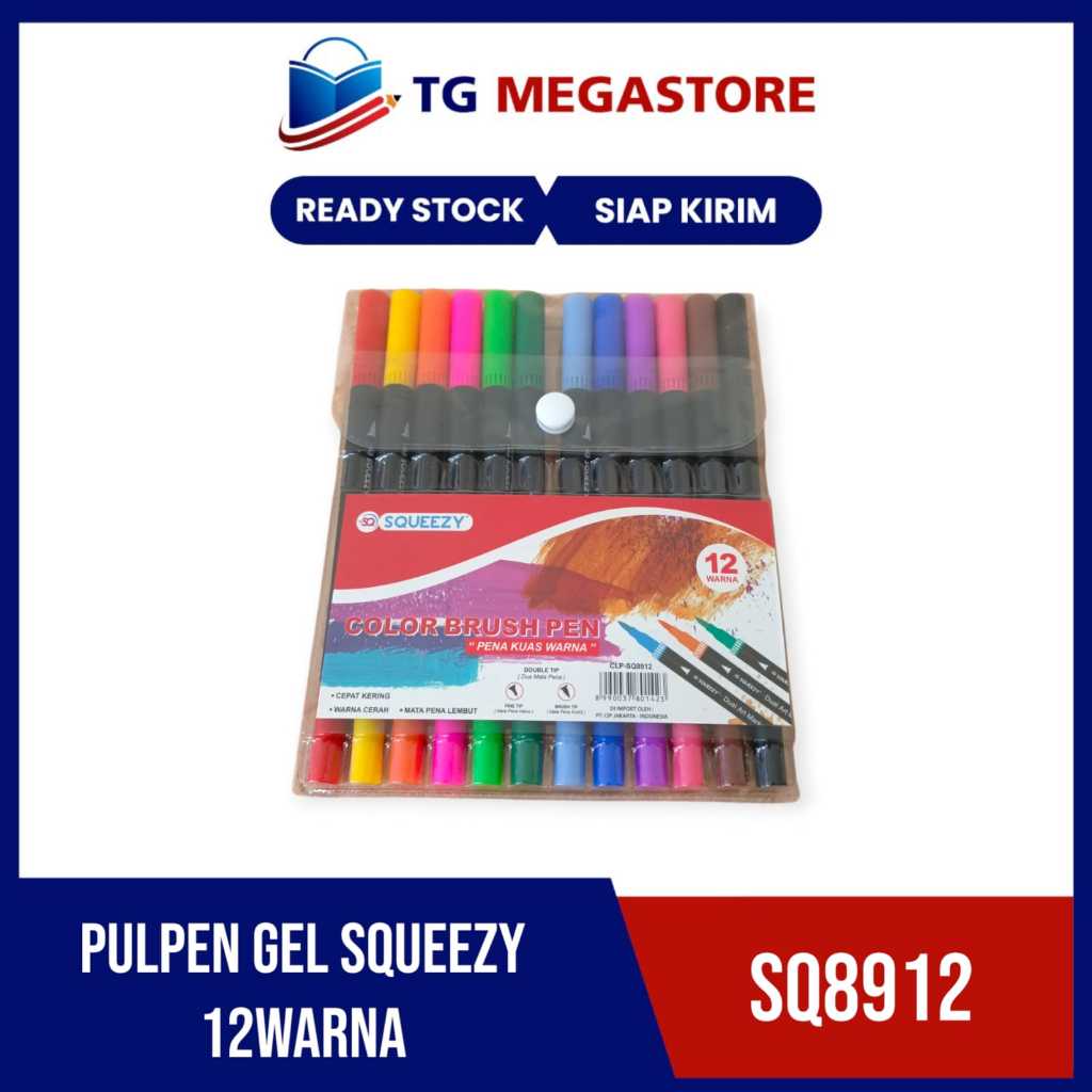 

Pulpen Squeezy Dual Tip / Dua Sisi 12 Warna SQ8912 Berkualitas