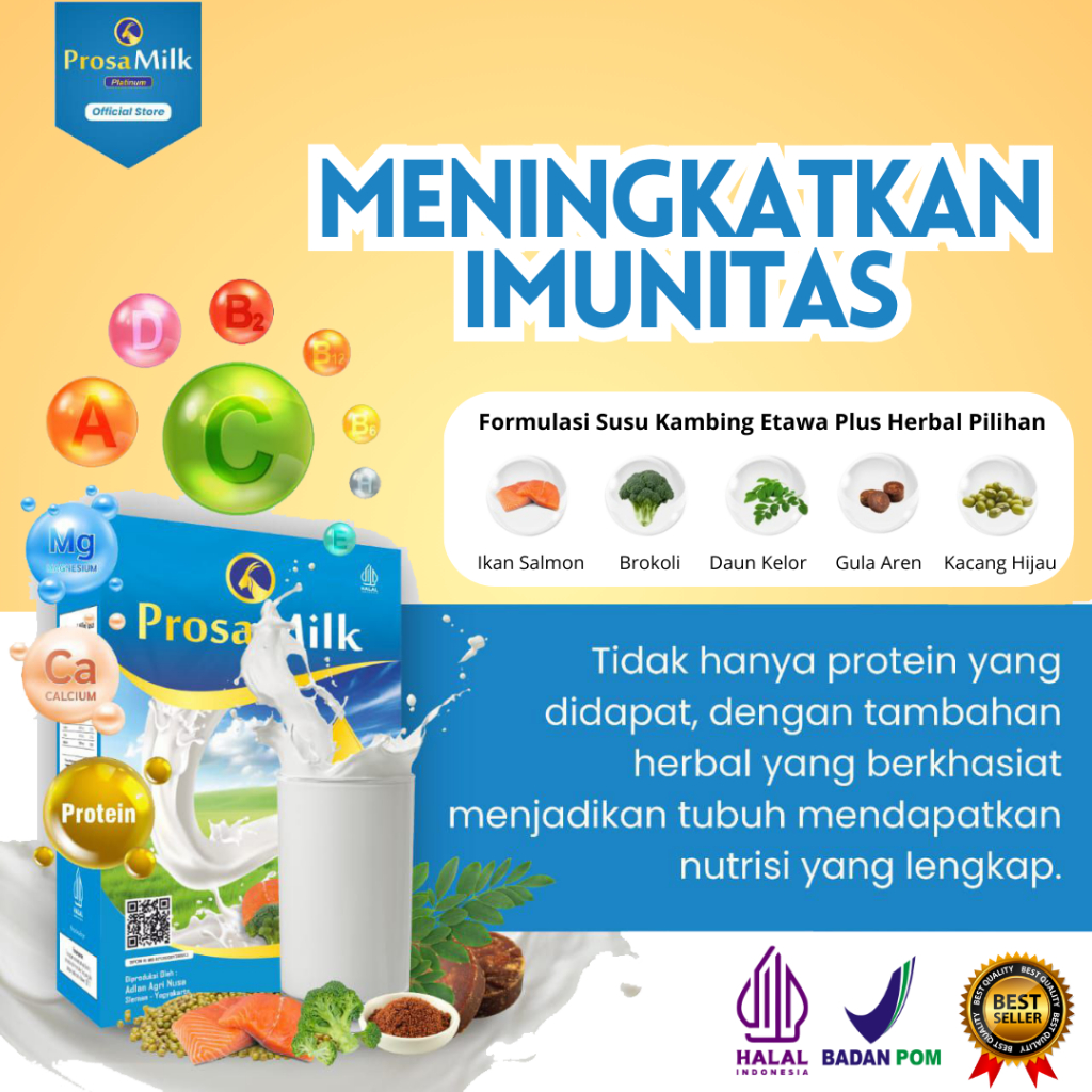 

PROSAMILK PLATINUM Susu Kambing Etawa Plus Herbal Booster Imunitas Nafsu Makan Kecerdasan Otak Anak