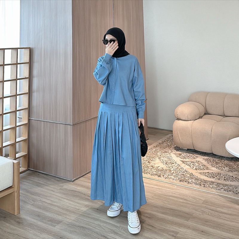 COTTONTREND - VALLEY SET | ONE SET Kemeja dan Rok