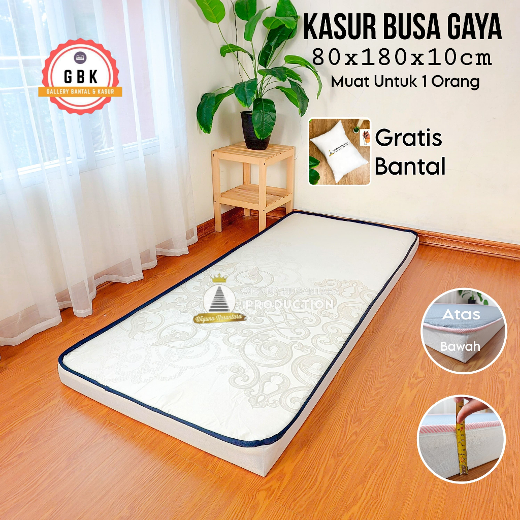 GBK Kasur Busa Gaya Ukuran 80 x 180 x 10 cm Gratis Sprei dan Bantal Muat Untuk 1 Orang Kasur Busa Te