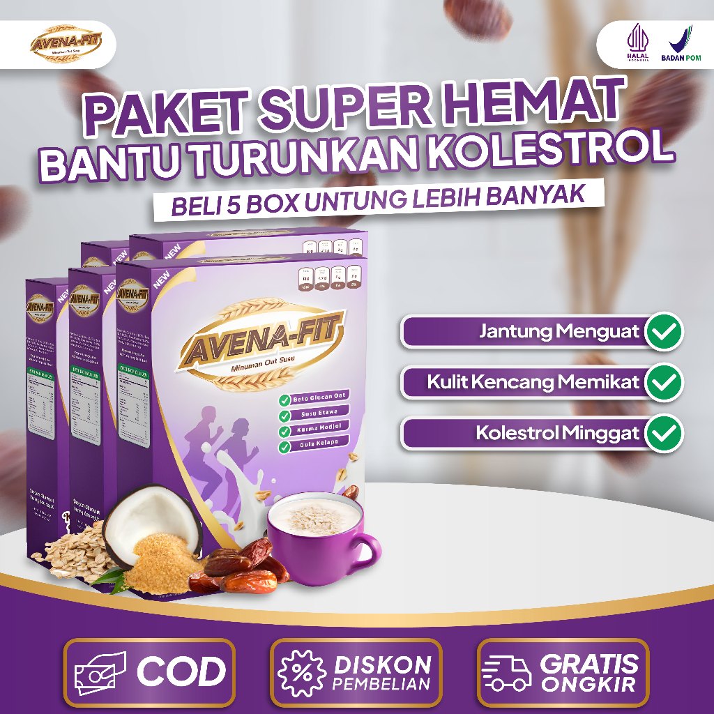 

Paket 5 Box Avenafit - Minuman Lezat yang Membantu Turunkan Kolesterol Tinggi dan Menjaga Kesehatan Jantung serta Pencernaan