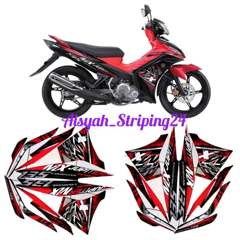 STIKER STRIPING LIS LES POLET BODY MOTOR YAMAHA JUPITER MX NEW 135 2014 HITAM-MERAH