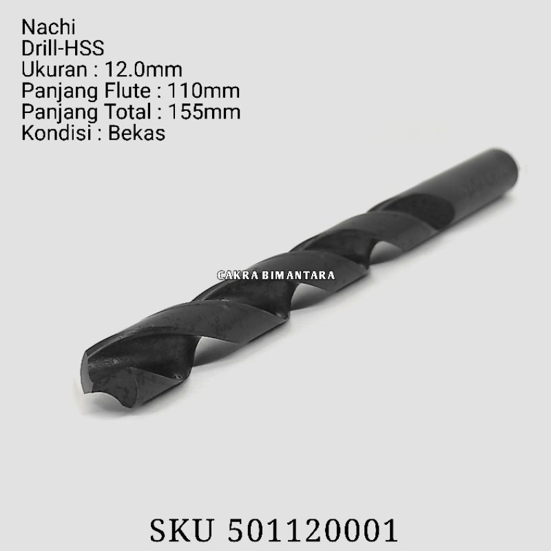 Nachi mata bor bekas 12.0mm drill HSS 12.0 mm untuk besi diameter 12mm
