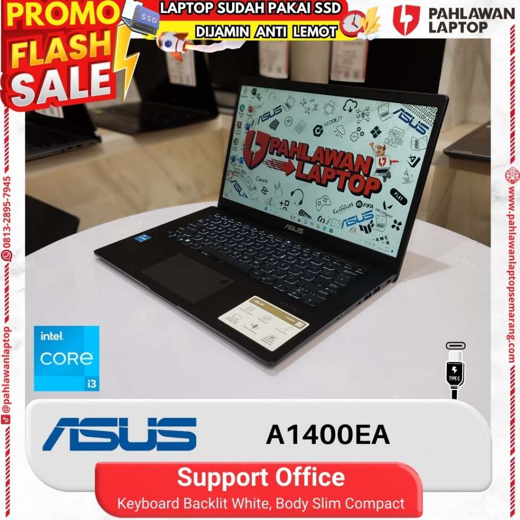 LAPTOP ASUS A1400EA Core i3 gen 11 RAM 8GB SSD 512GB Body Slim Ringan