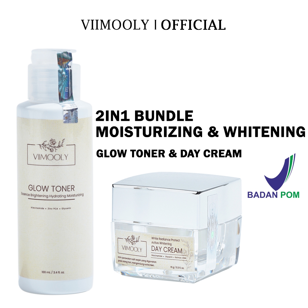VIIMOOLY - PAKETAN 2IN1 DNA Salmon White Radiance Protect Active Whitening Day Cream & Glow Toner Es