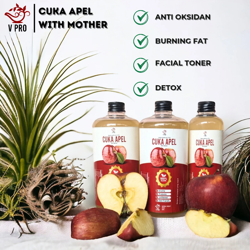 

Vpro - Cuka Apel Organik 250ML & 500ML With Mother 100% Sari Apel Asli