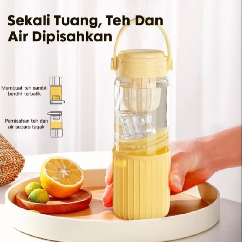 TUMBLER MINUM KACA 600ML//BOTOL INFUSED WATER// BOTOL MINUM 600// BOTOL KACA