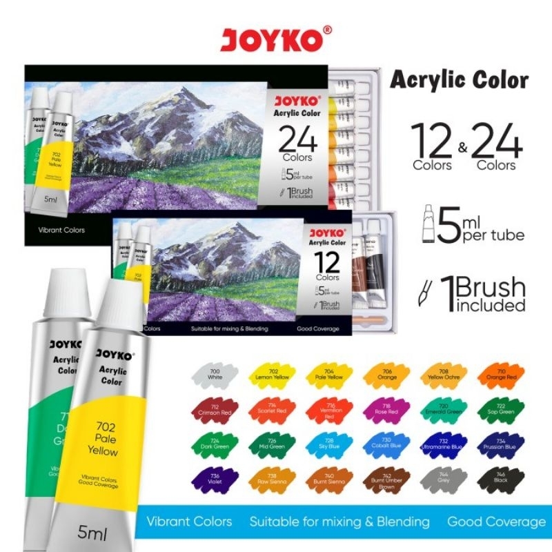 

Cat Akrilik Acrylic Color Joyko Include 1 Brush ACC-5ML JunDW