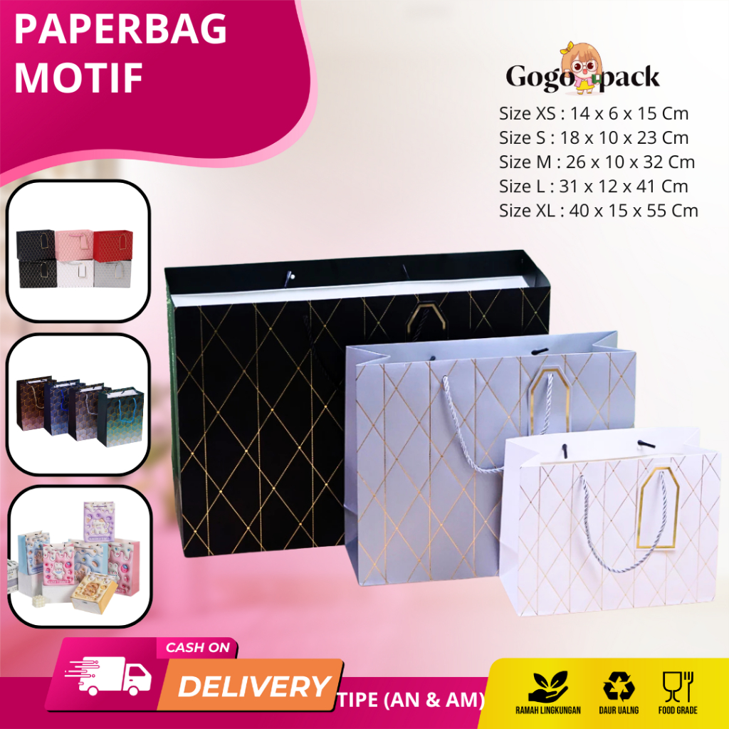 

Paperbag / Paperbag Motif / Paperbag Ivory / Tas Paperbag Ultah Anak / Paper Bag Motif / Tas Hampers Souvenir / Paper Bag Tebal / Tas Kado