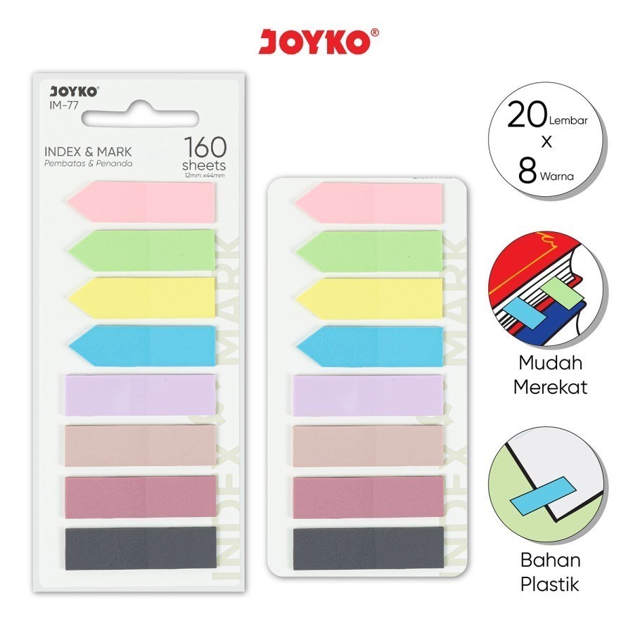 

Joyko Index & Memo IM-77 (160 Sheet) Pembatas 8 Warna Pastel Waterproof | MITRA ABADI KATALOG