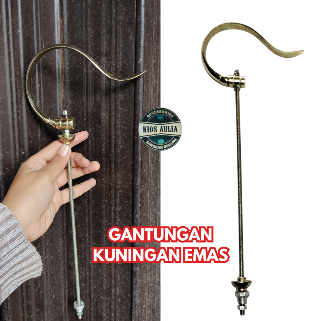 GANTUNGAN KUNINGAN EMAS LIPAT BESAR BERAT STENLIS SANGKAR KANDANG BURUNG