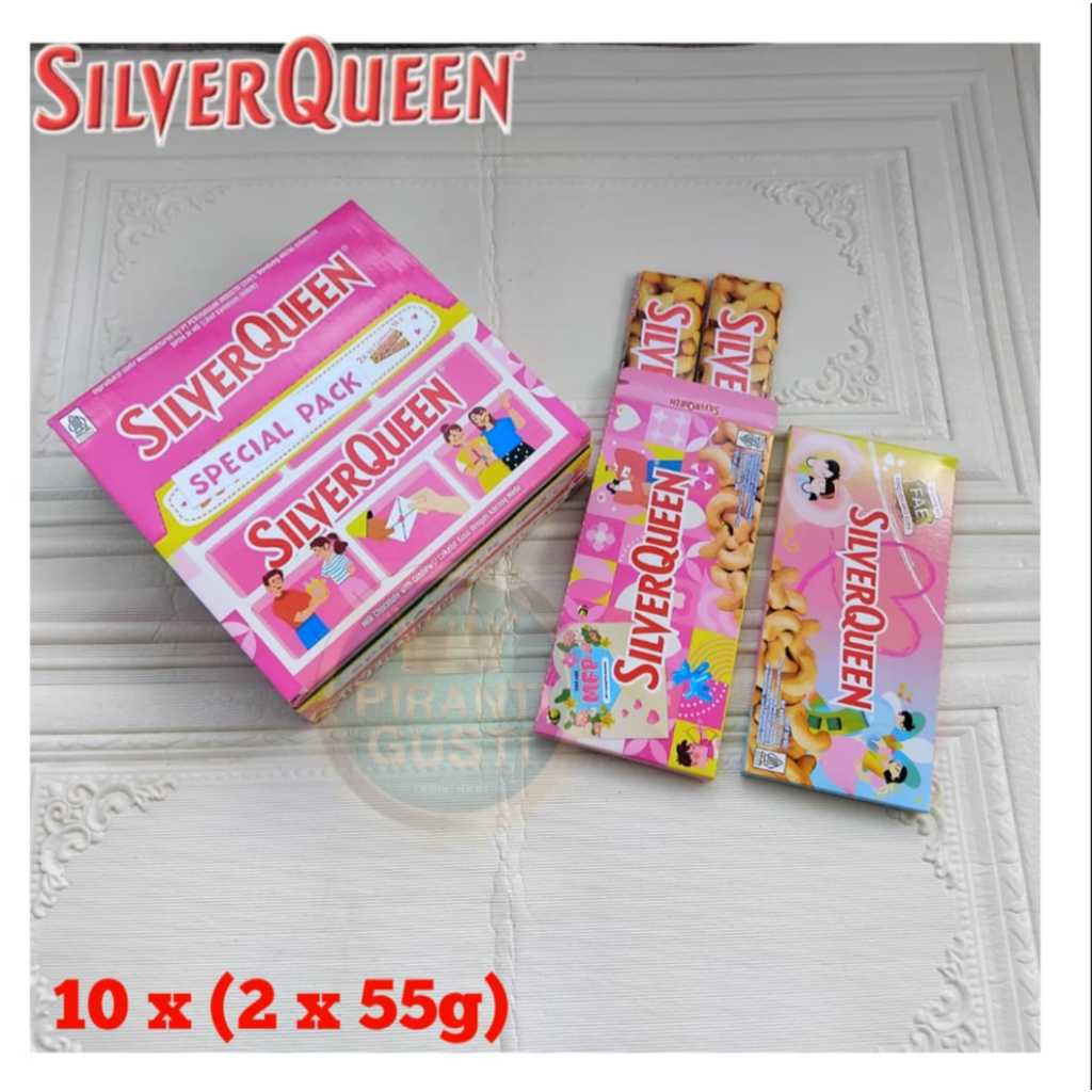 

Silverqueen coklat cashews edisi special pack isi 10 x ( 2 x 55 gr ) 20pcs