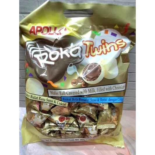 

Coklat Apollo Roka Twins Roka Susu Pak 250gr isi 50biji