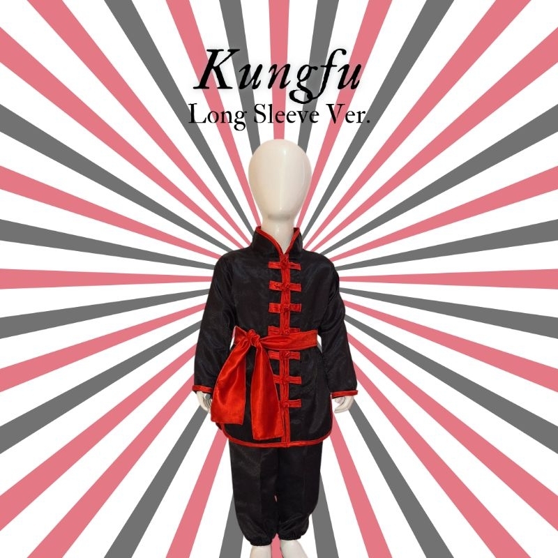 Kostum Kungfu Kancing Tujuh Lengan Panjang Warna Hitam | Kostum Kungfu Anak Dan Dewasa